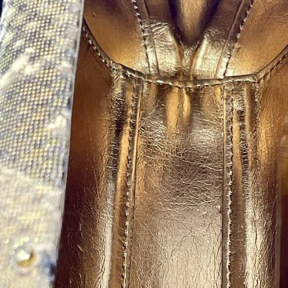 Overture Judith Leiber Golden Metallic Python Embossed Leather Evening Bag Jewel - Picture 9 of 14